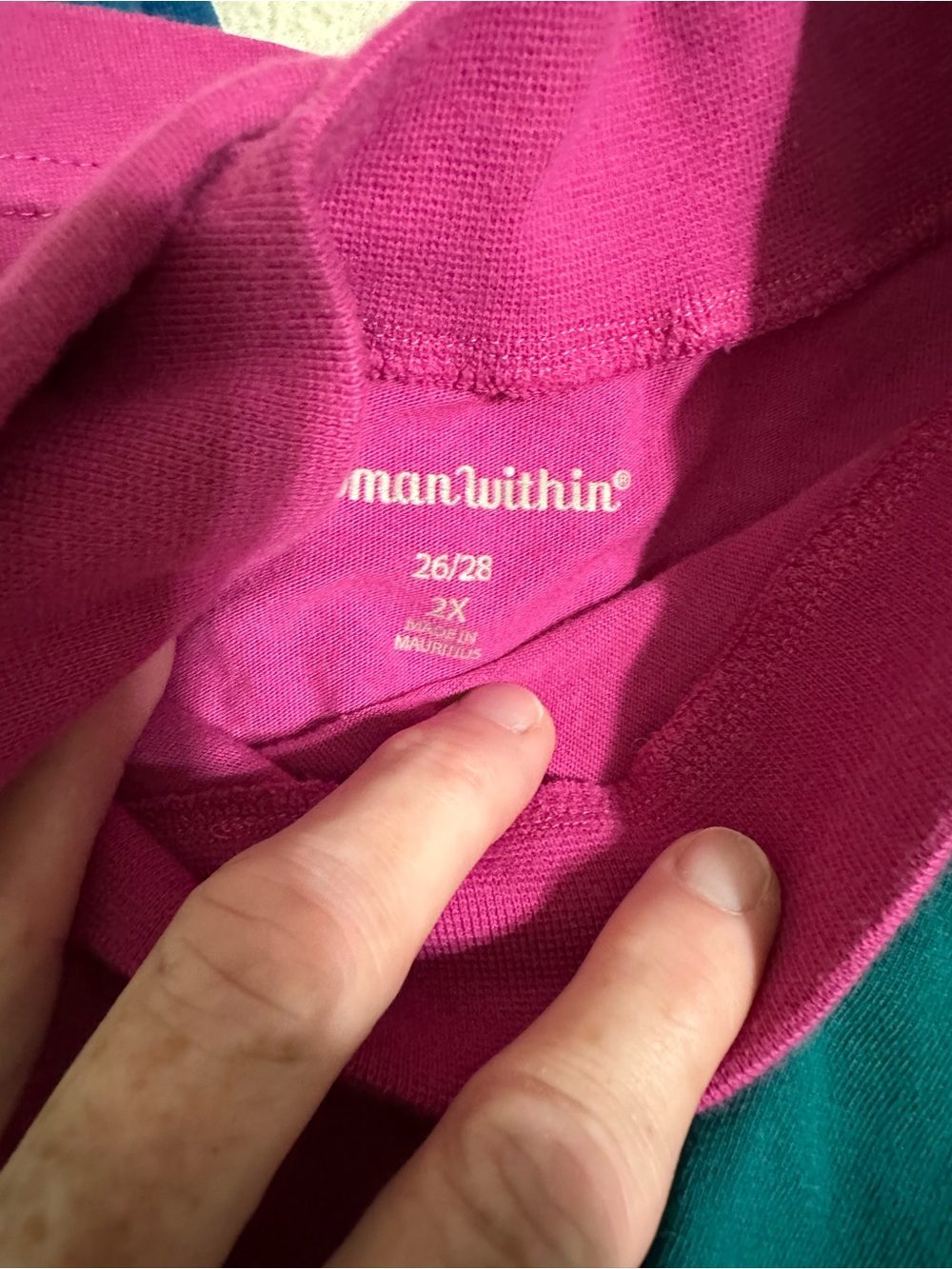 Mock Turtleneck Tops in Teal, Magenta & Green by Woman Within Size 2X. - Picture 4 of 12